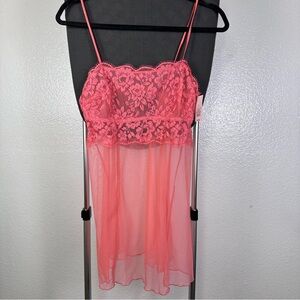 Auden Women’s Pink Lace Sheer Babydoll Lingerie Size S